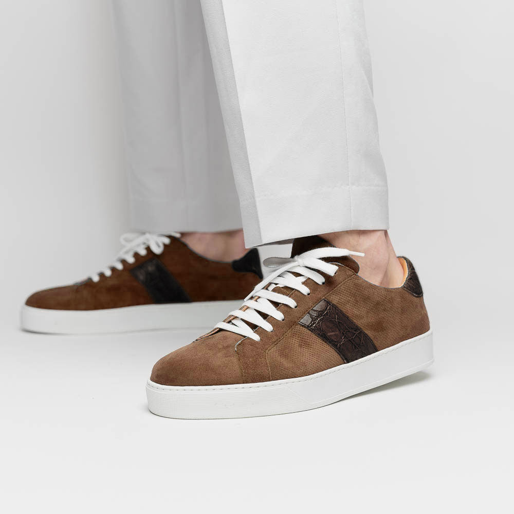 Zelli Olympias Calf & Crocodile Sneakers Cappuccino  (61-101-CAP)