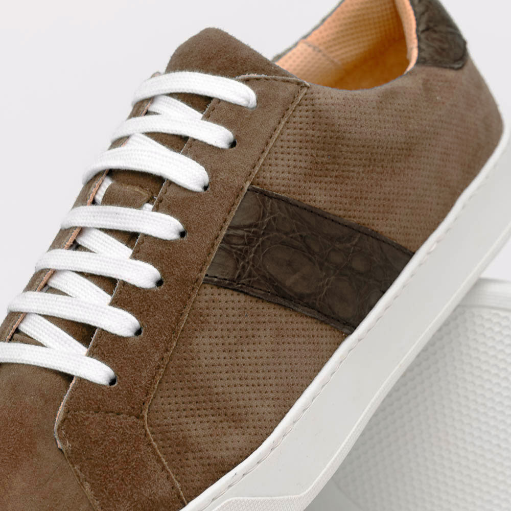Zelli Olympias Calf & Crocodile Sneakers Cappuccino  (61-101-CAP)