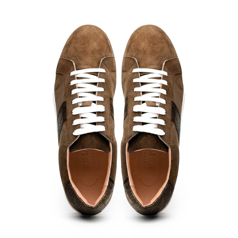 Zelli Olympias Calf & Crocodile Sneakers Cappuccino  (61-101-CAP)