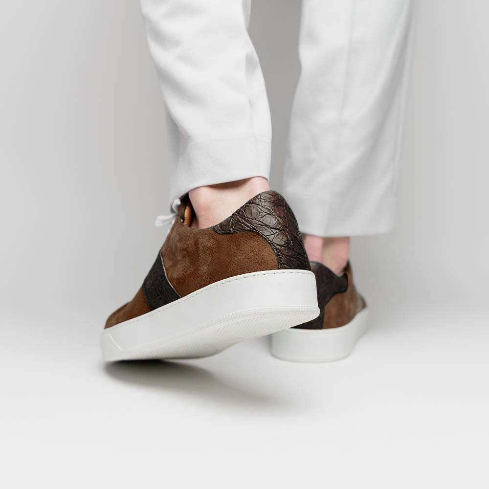 Zelli Olympias Calf & Crocodile Sneakers Cappuccino  (61-101-CAP)
