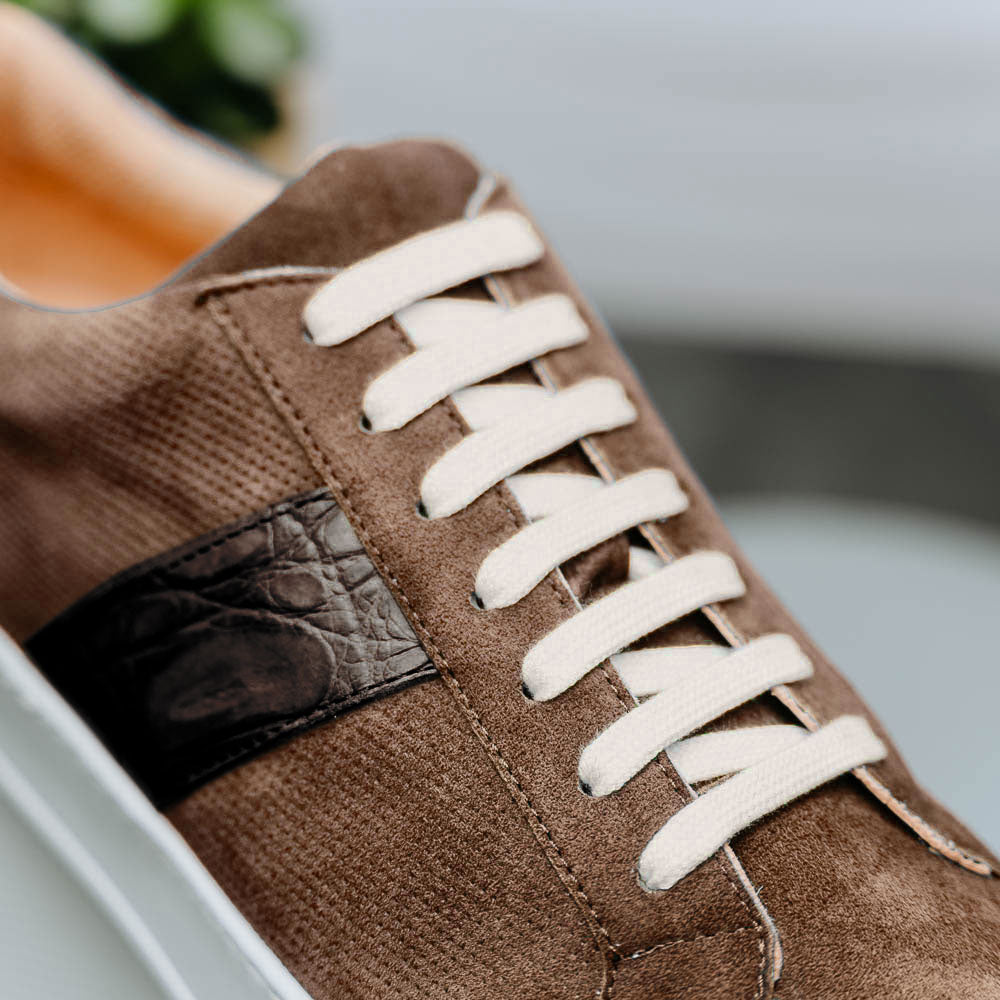 Zelli Olympias Calf & Crocodile Sneakers Cappuccino  (61-101-CAP)