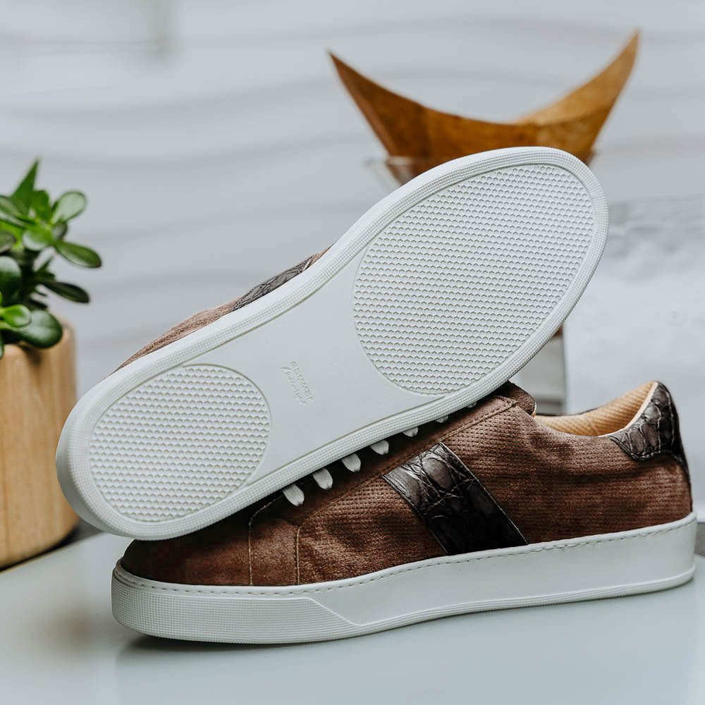 Zelli Olympias Calf & Crocodile Sneakers Cappuccino  (61-101-CAP)