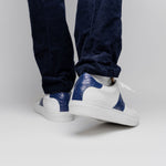 Zelli Olympias Calf & Crocodile Sneakers White / Navy (61-101-NVY)