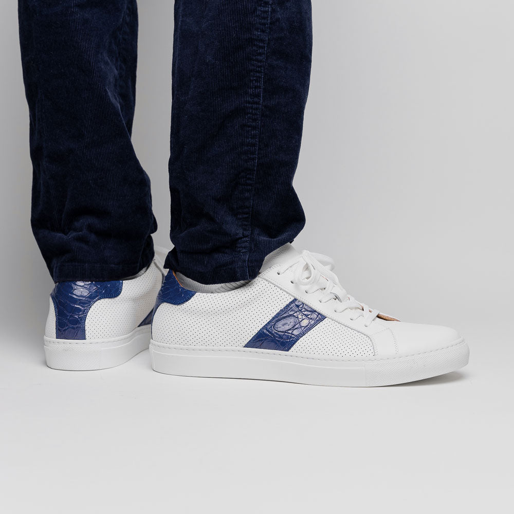 Zelli Olympias Calf & Crocodile Sneakers White / Navy (61-101-NVY)