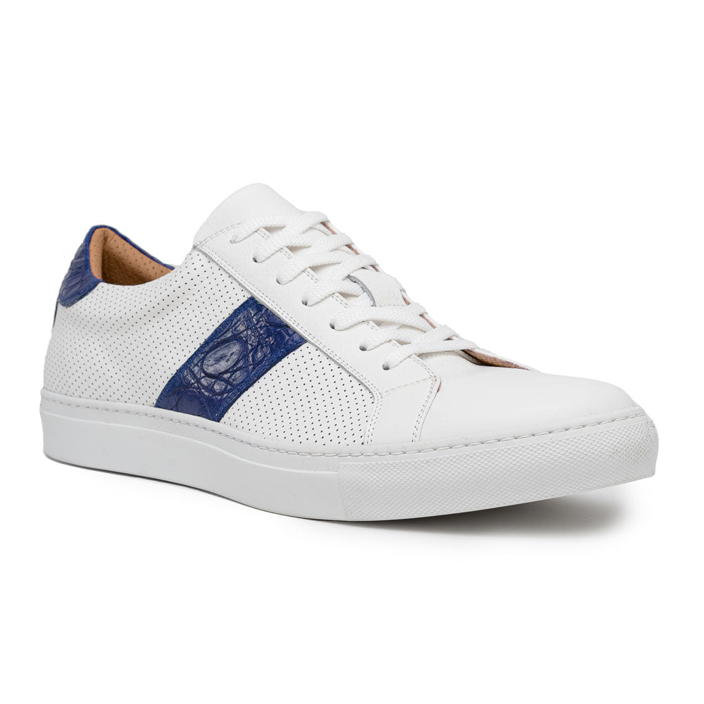 Zelli Olympias Calf & Crocodile Sneakers White / Navy (61-101-NVY)