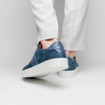 Zelli Olympias Calf & Crocodile Sneakers Sea Blue (61-101-SEA)