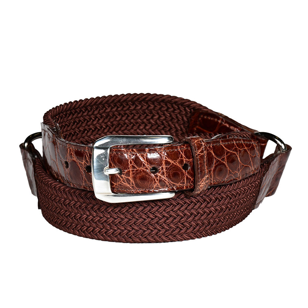 Torino Leather 3-Piece Italian Rayon Genuine Alligator Belt Cinnamon / British Tan