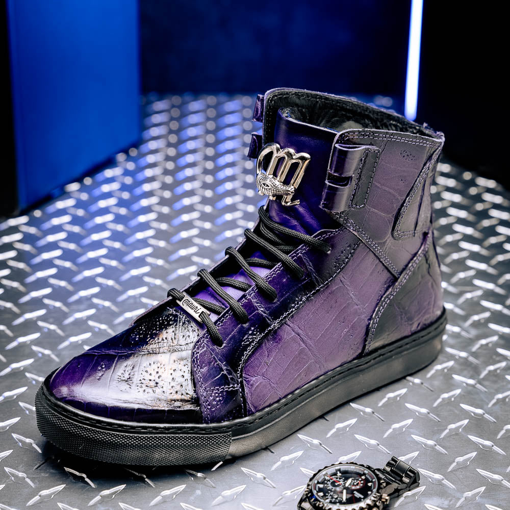 Mauri 6129/1 Baby Crocodile High Top Sneakers Grape / Dirty Black