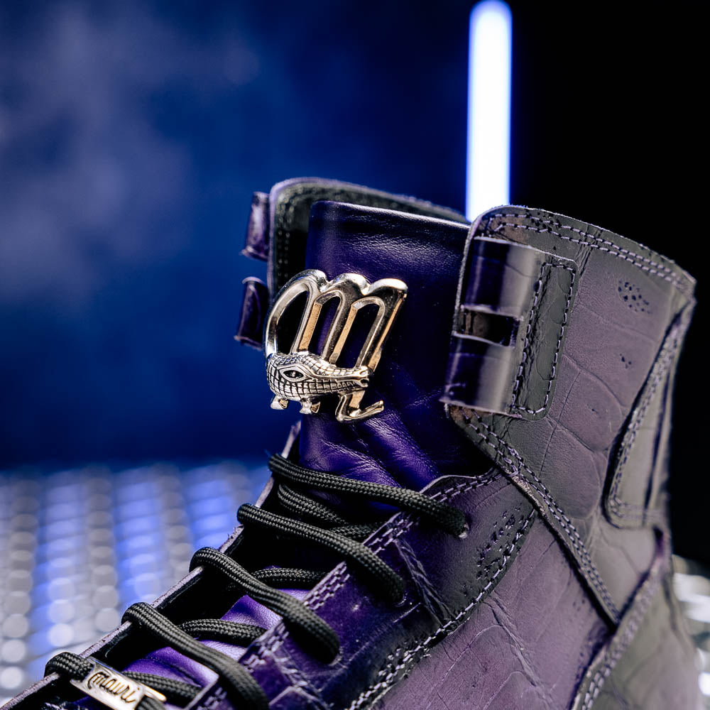 Mauri 6129/1 Baby Crocodile High Top Sneakers Grape / Dirty Black