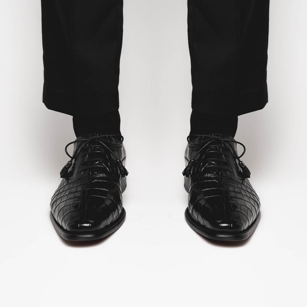 Calzoleria Toscana David 6153 Nile Crocodile Shoes Black