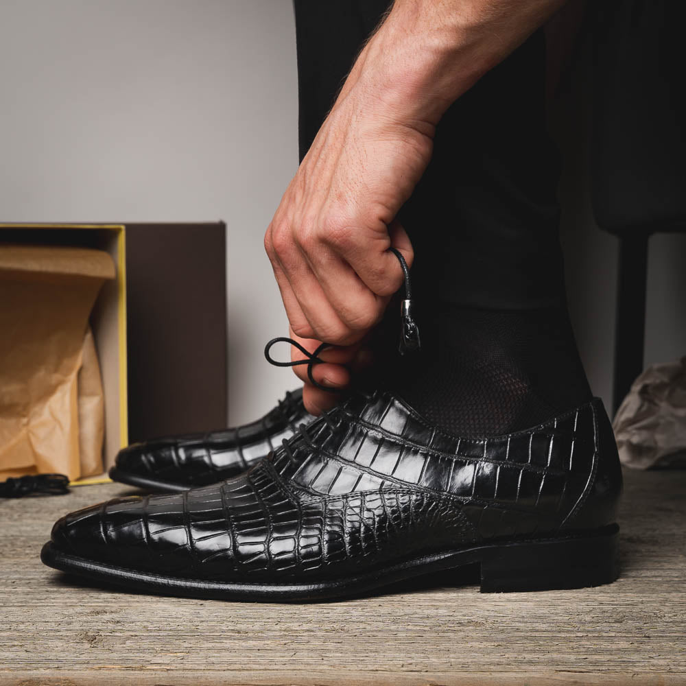 三*形様 【美品】 Calzoleria Toscana イタリア製 クロコ 2 Calzoleria Toscana David 6153 Nile Crocodile Shoes Black
