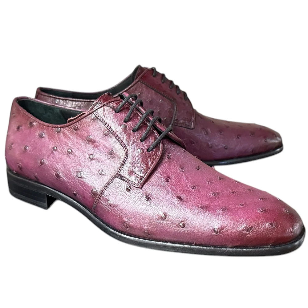 Corrente C01503-6348 Genuine Ostrich Lace-Up Burgundy