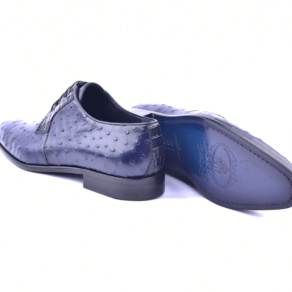 Corrente C01504-6348 Genuine Ostrich Lace Up Navy