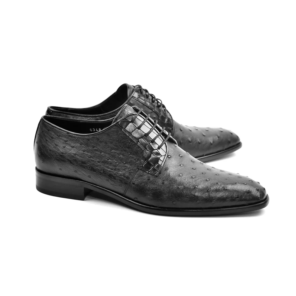 Corrente C01504-6348 Genuine Ostrich Lace Up Black