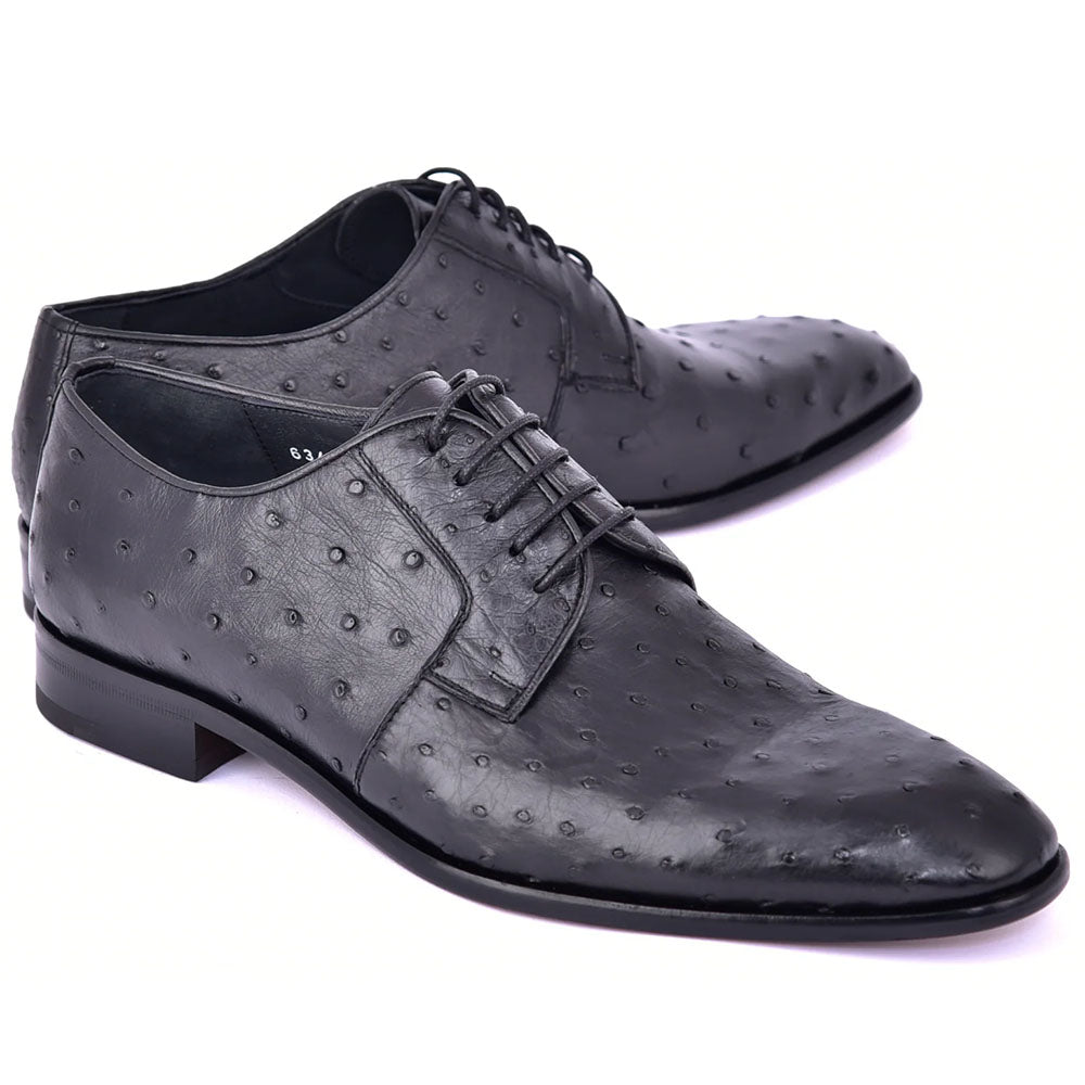 Corrente C01502-6348 Genuine Ostrich Lace-Up Black