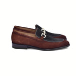 Corrente C11104-6376S Two Tone Suede Bit Loafers Tan / Green