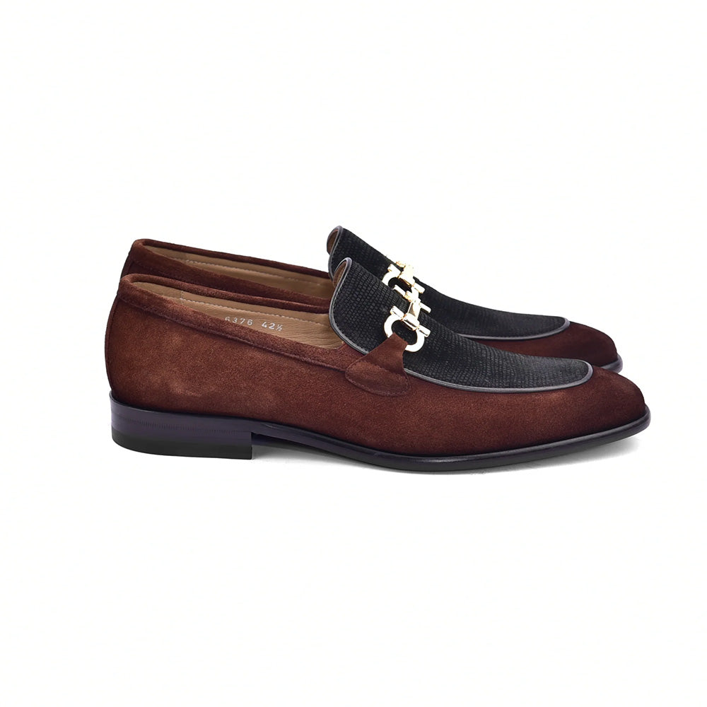 Corrente C11104-6376S Two Tone Suede Bit Loafers Tan / Green