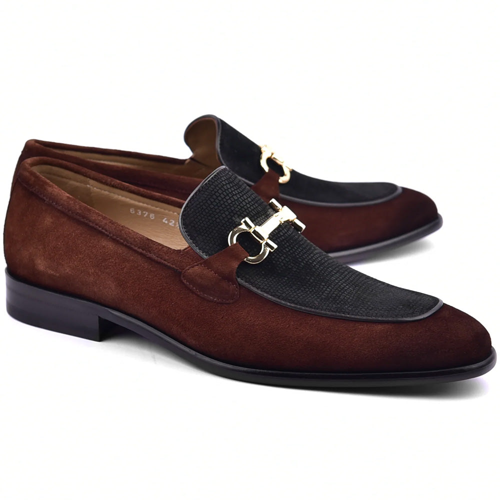 Corrente C11104-6376S Two Tone Suede Bit Loafers Tan / Green