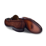 Corrente C11104-6376S Two Tone Suede Bit Loafers Tan / Green