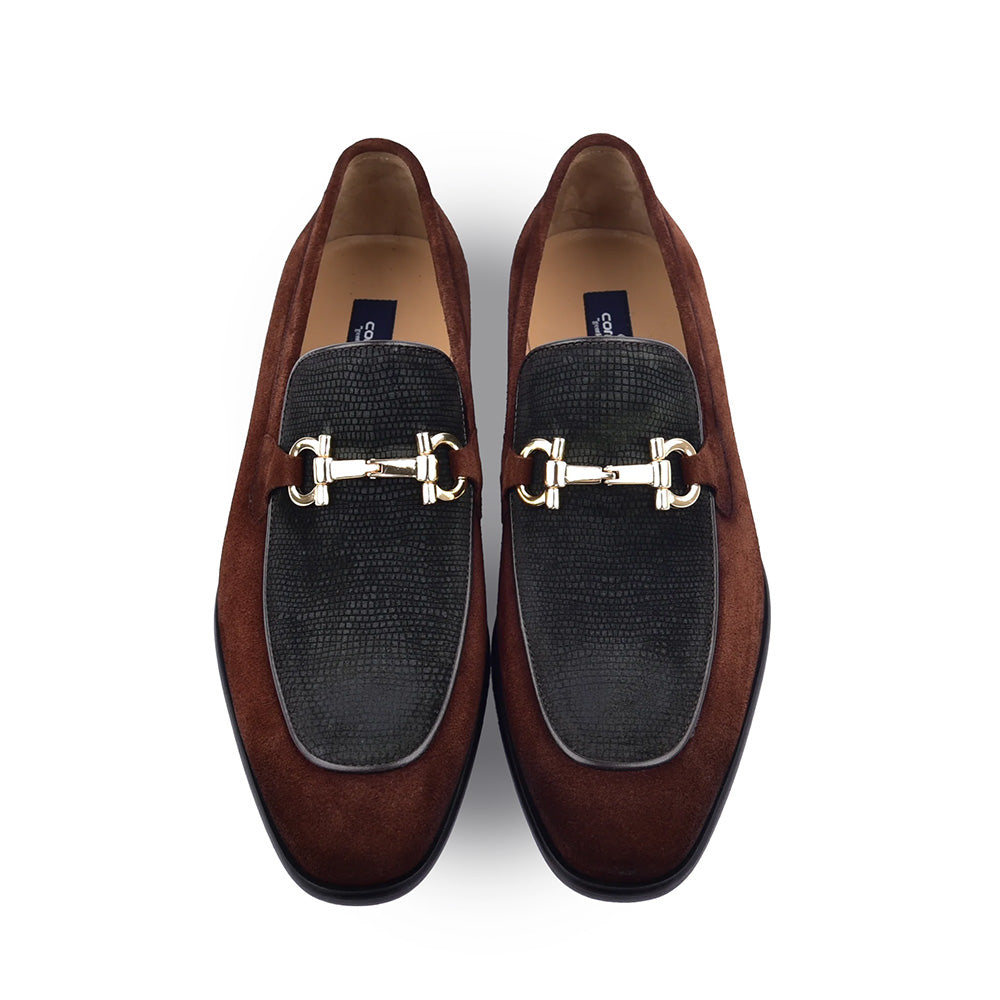 Corrente C11104-6376S Two Tone Suede Bit Loafers Tan / Green
