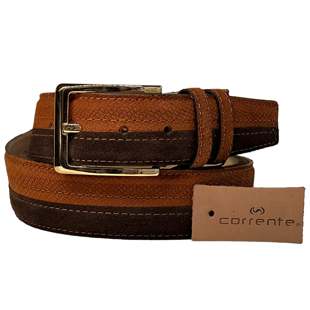 Corrente CBelt-6376 Two Tone Suede Belt Brown / Rust