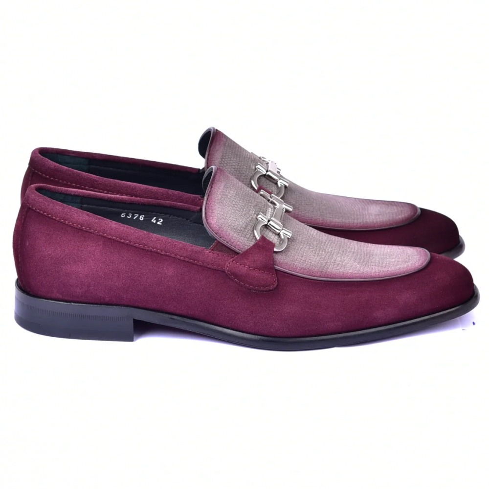 Corrente C11108-6376S Two Tone Suede Bit Loafer Burgundy