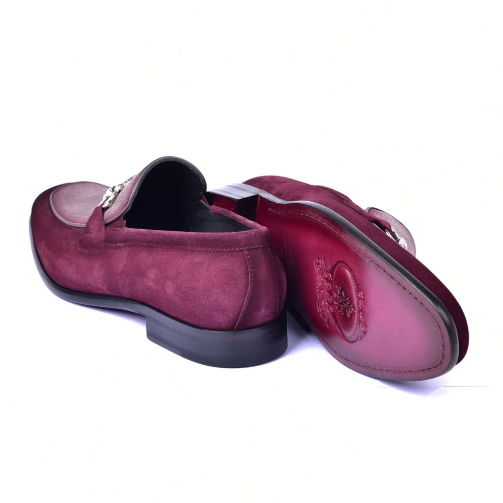 Corrente C11108-6376S Two Tone Suede Bit Loafer Burgundy