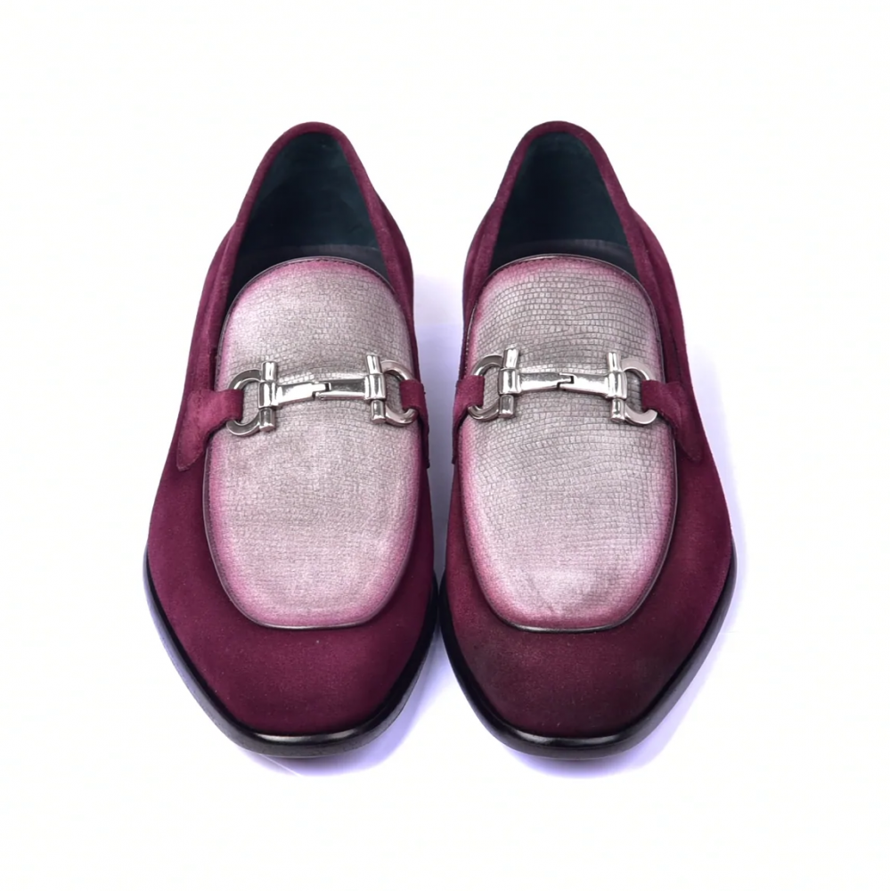 Corrente C11108-6376S Two Tone Suede Bit Loafer Burgundy