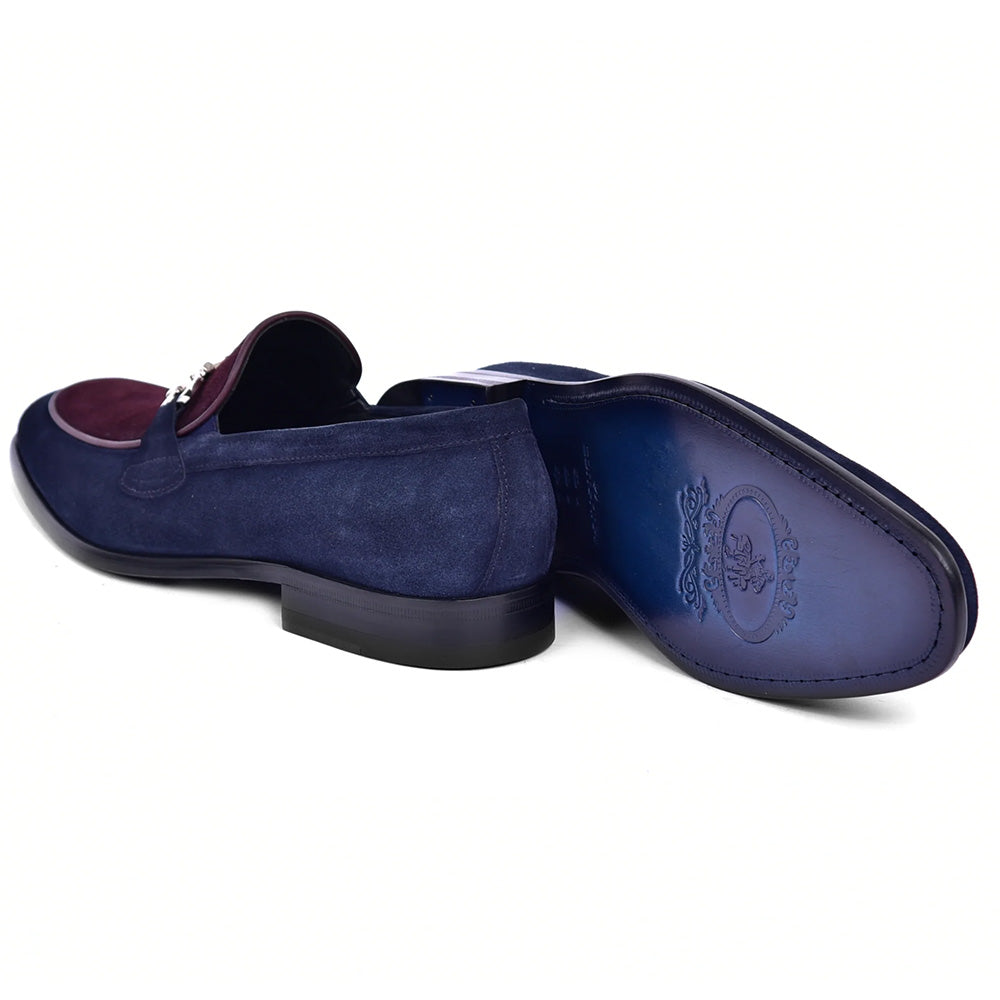 Corrente C11109-6376S Two Tone Suede Bit Loafers Navy / Burgundy