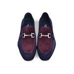 Corrente C11109-6376S Two Tone Suede Bit Loafers Navy / Burgundy