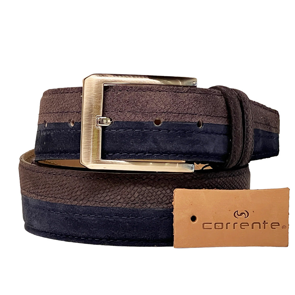 Corrente CBelt-6376 Two Tone Suede Belt Navy / Grey