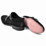 Corrente C00017-6433 Suede Cap Toe Monkstrap Black