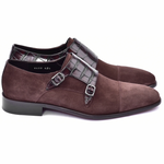 Corrente C00016-6433 Suede Cap Toe Monkstrap Brown