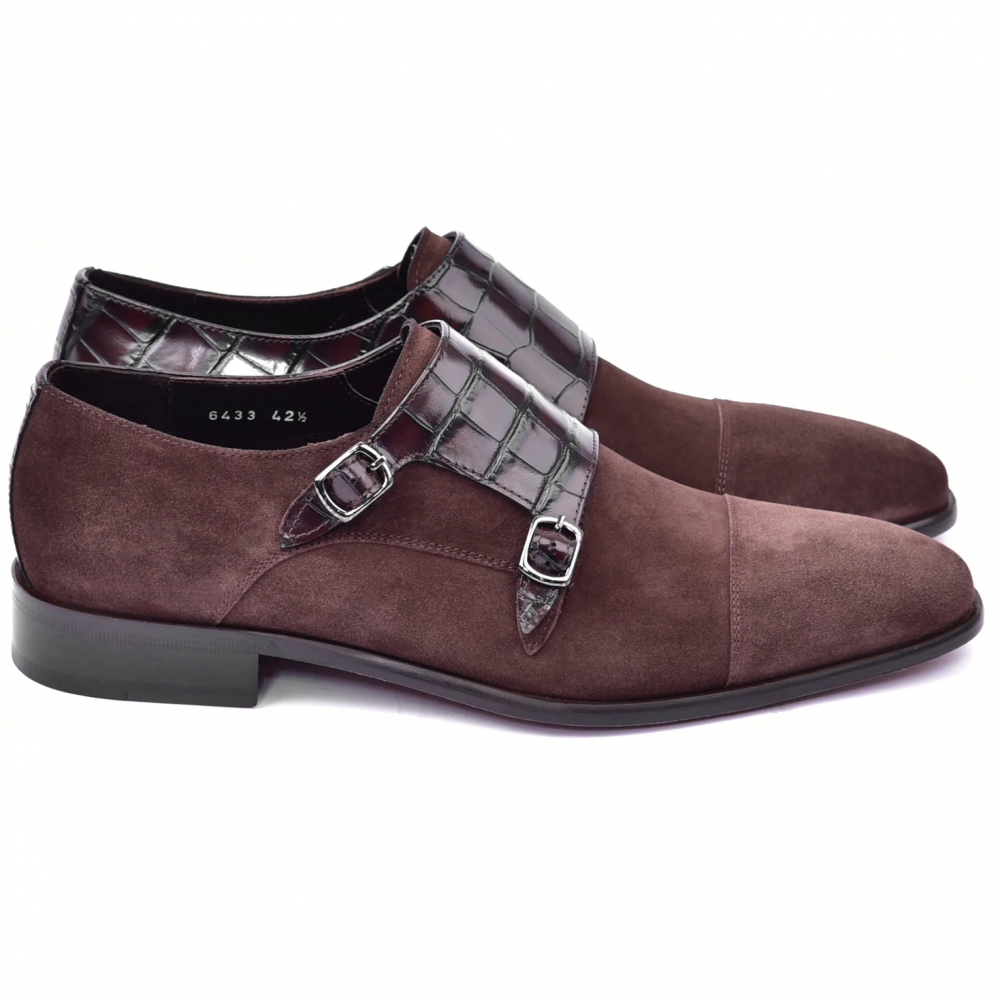 Corrente C00016-6433 Suede Cap Toe Monkstrap Brown