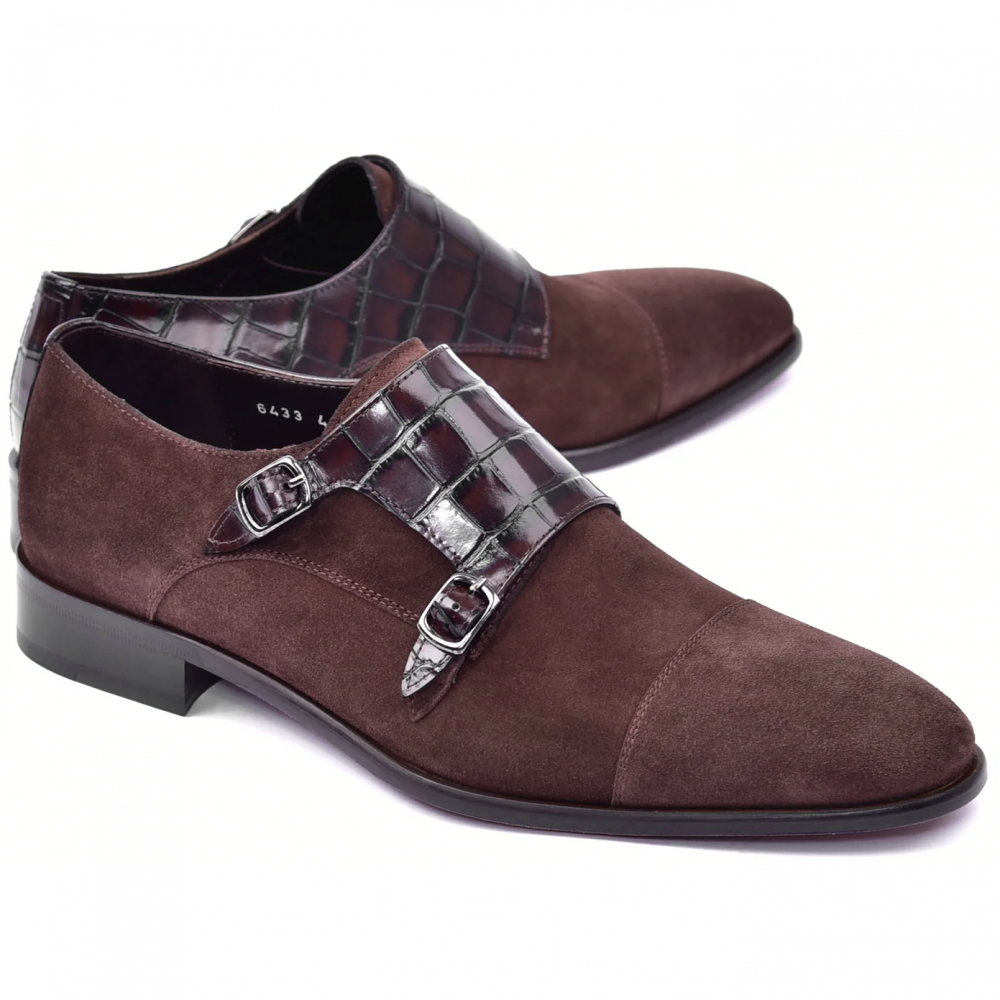 Corrente C00016-6433 Suede Cap Toe Monkstrap Brown