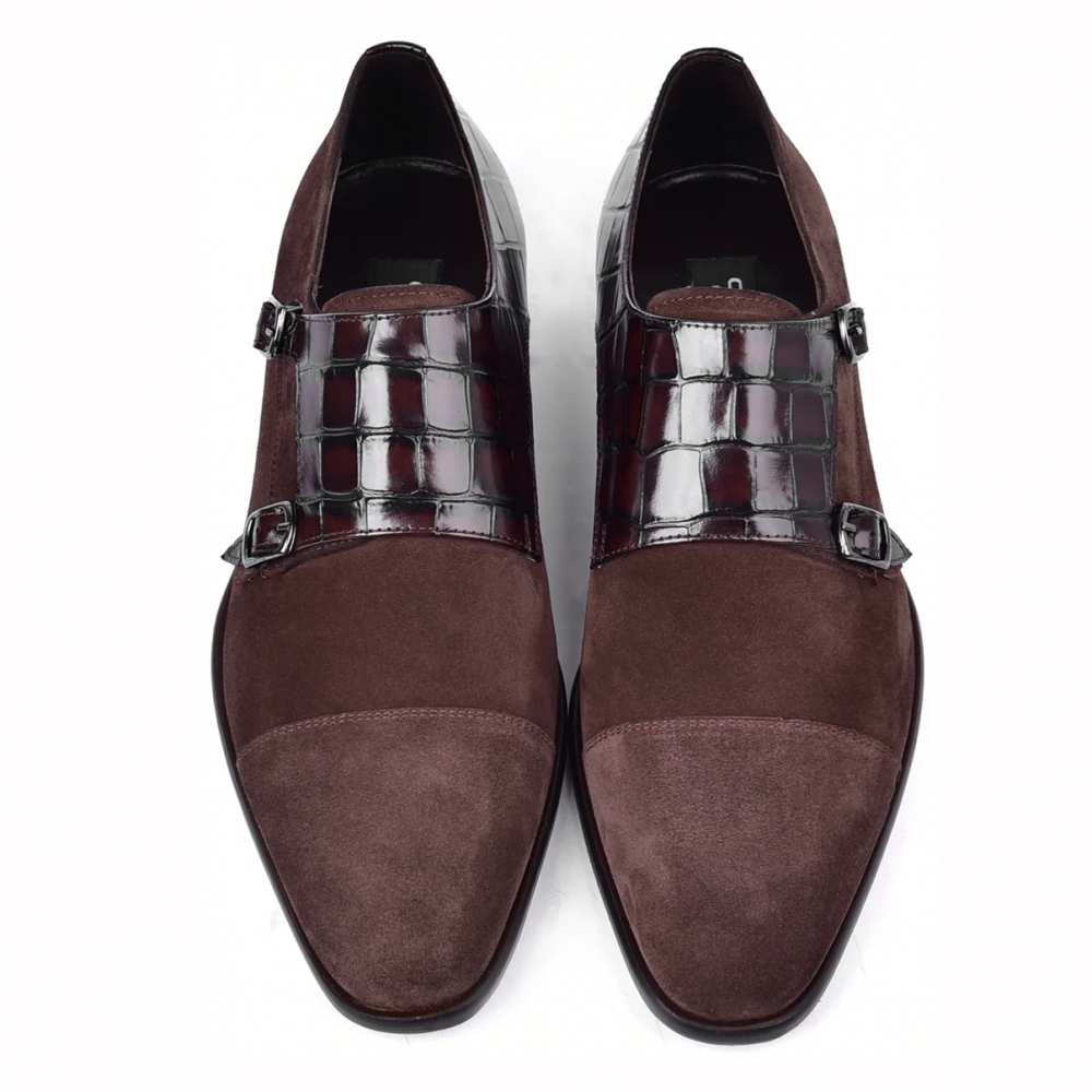 Corrente C00016-6433 Suede Cap Toe Monkstrap Brown