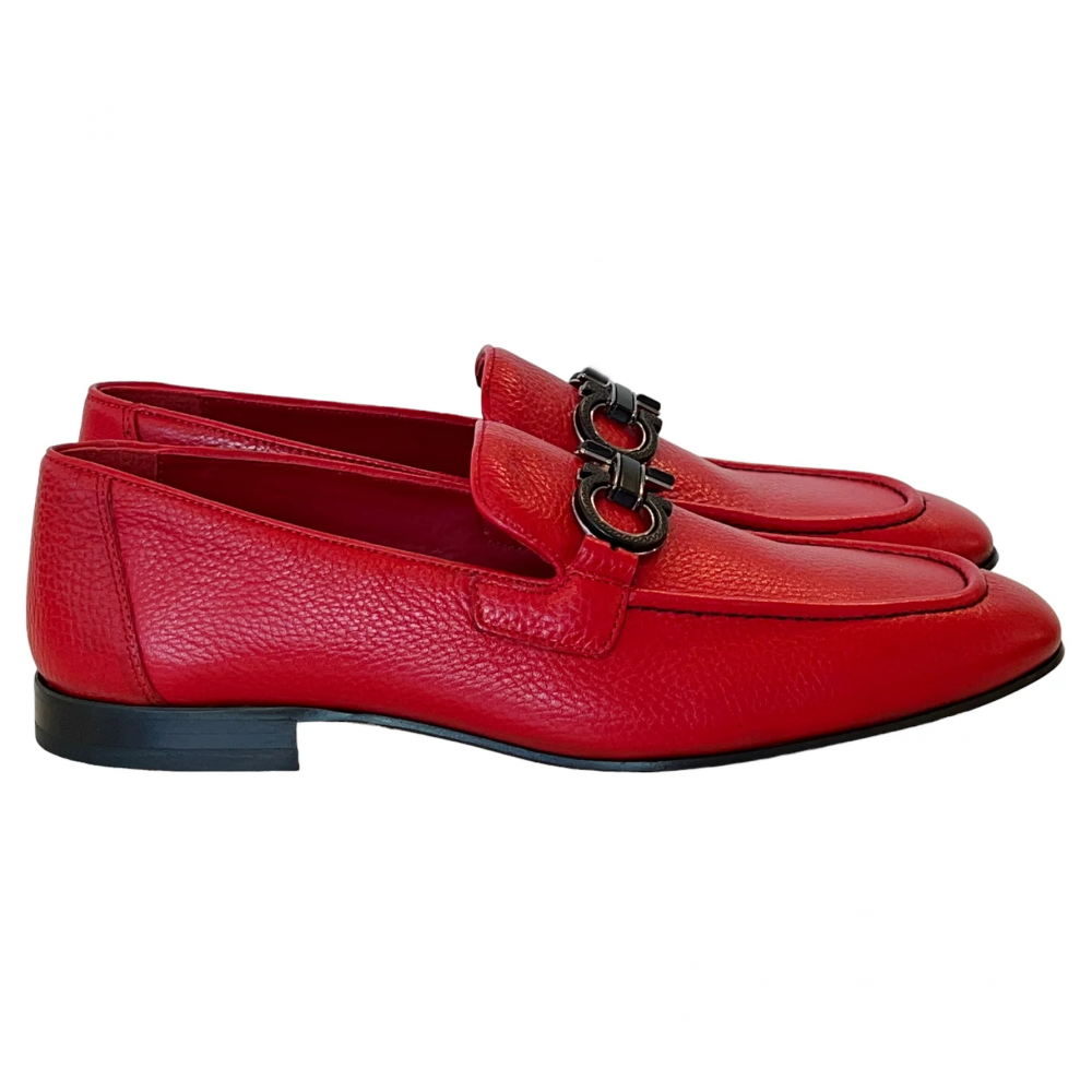 Corrente 6472 Grain Leather Bit Loafer Red