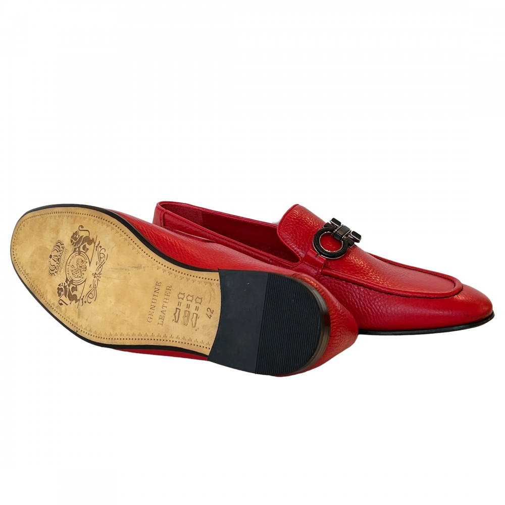 Corrente 6472 Grain Leather Bit Loafer Red