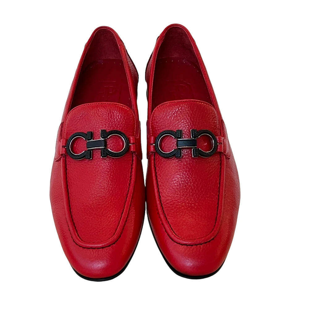 Corrente 6472 Grain Leather Bit Loafer Red