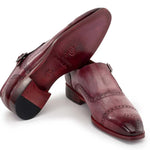Paul Parkman Men's Cap Toe Monkstrap Shoes Burgundy