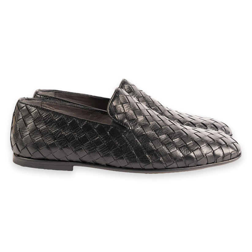 Corrente 6615 Veneta Hand Woven Loafers Black