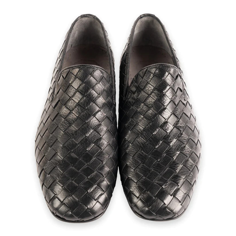 Corrente 6615 Veneta Hand Woven Loafers Black