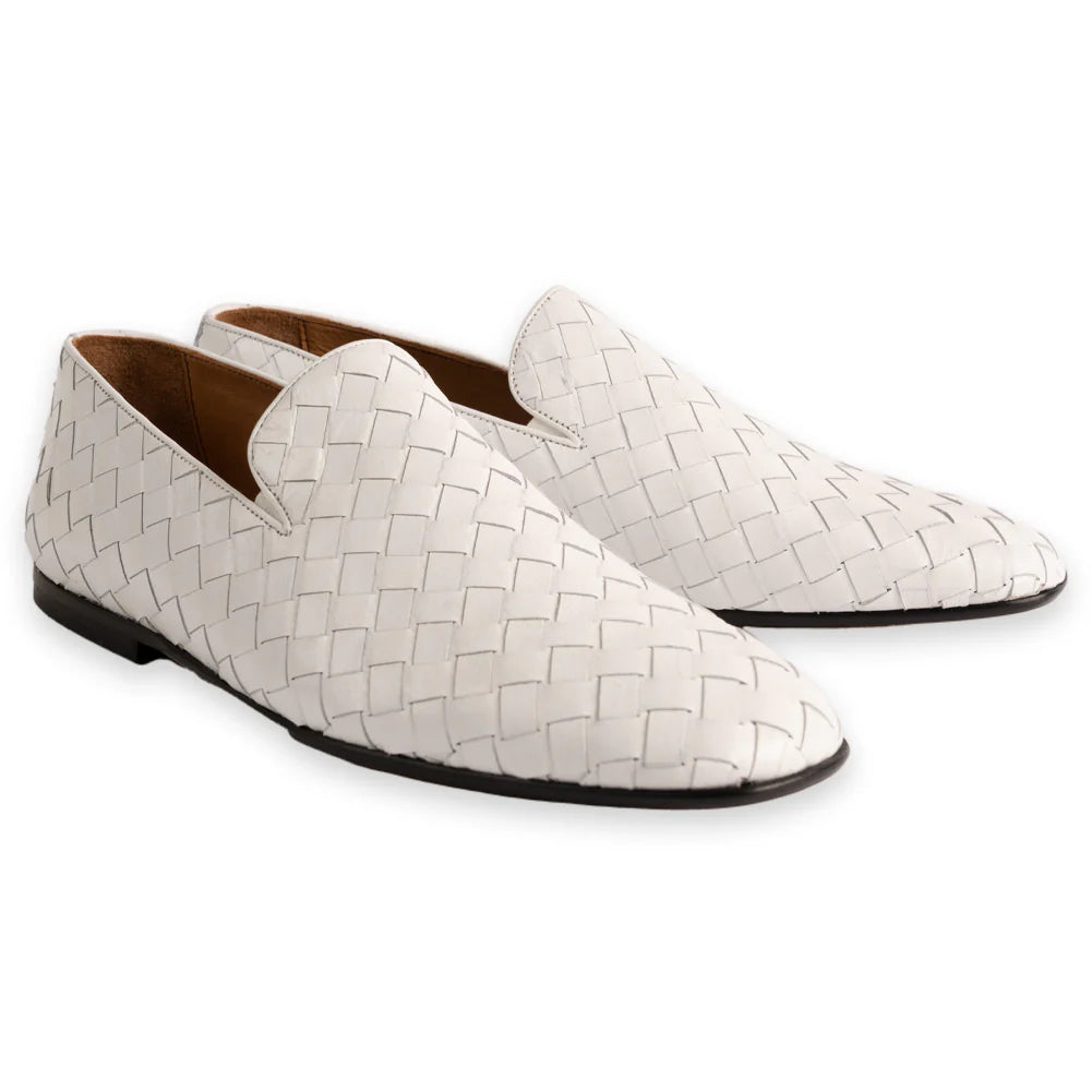 Corrente Veneta P021-6615 Hand Woven Loafer White