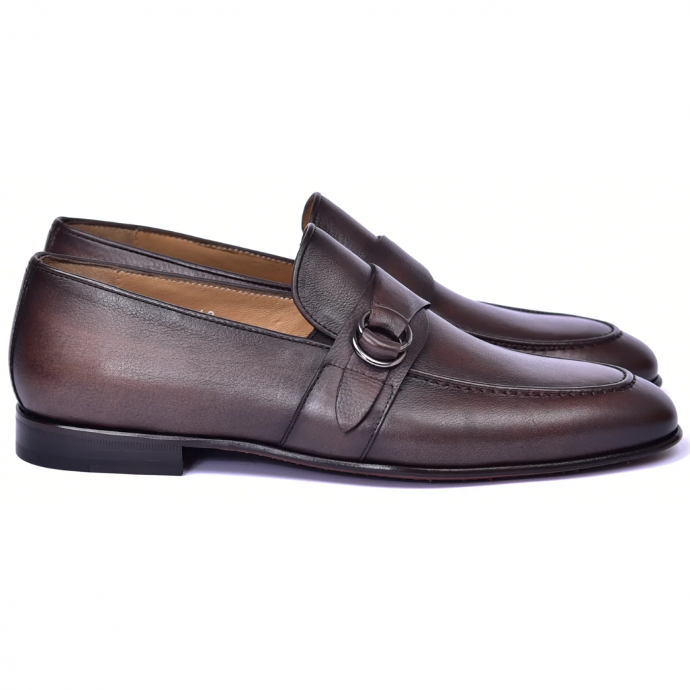 Corrente C00101-6628 Side Buckle Loafer Brown