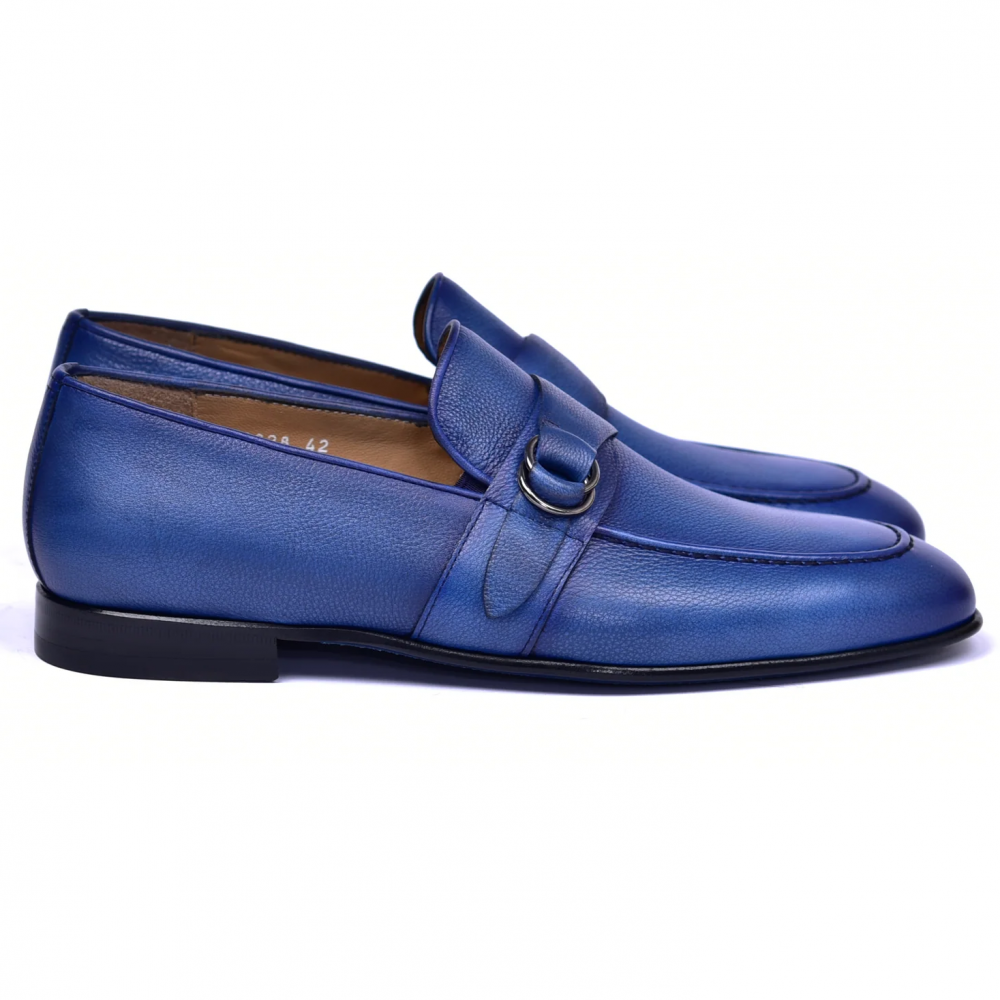 Corrente C0010-6628 Side Buckle Loafer Blue