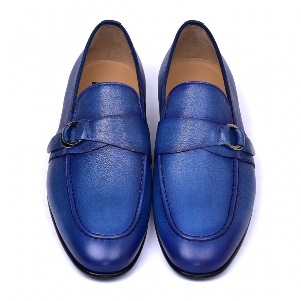 Corrente C0010-6628 Side Buckle Loafer Blue