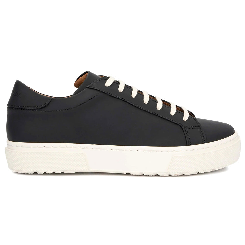Aquatalia Vic Rubberized Leather Sneaker Black