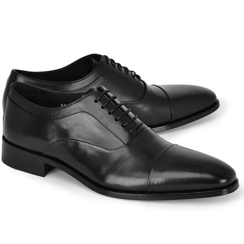 Corrente C0001107-6694 Leather Cap Toe Oxford Black