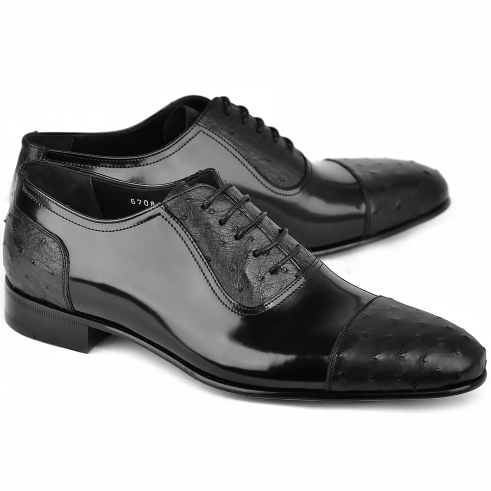 Corrente C0001301-6708 Cap Toe Ostrich Oxfords Black