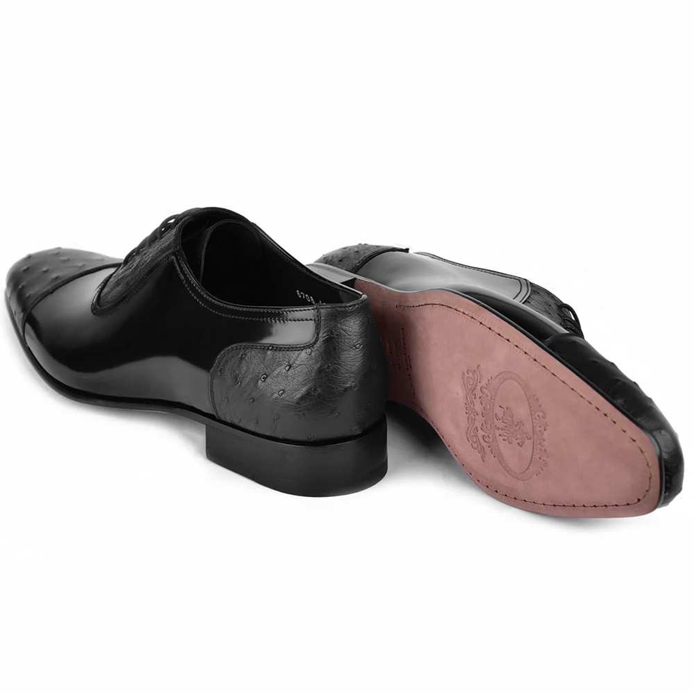 Corrente C0001301-6708 Cap Toe Ostrich Oxfords Black